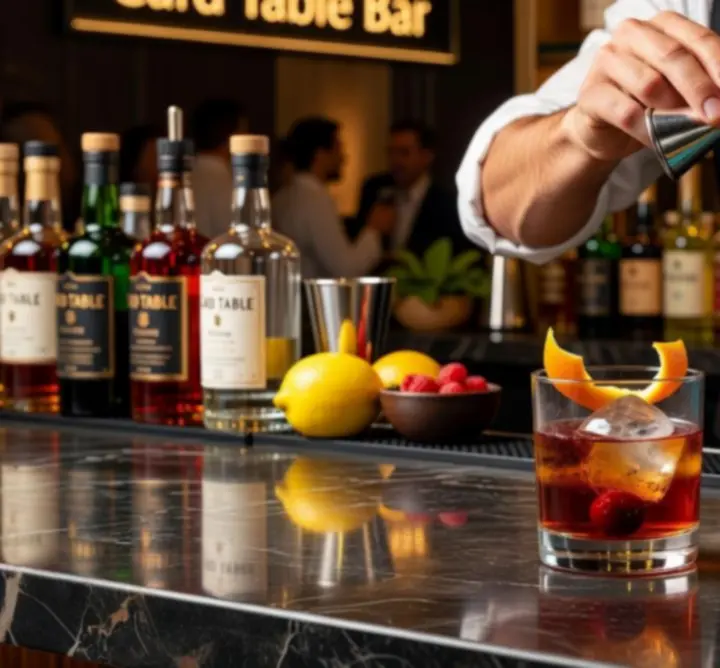 Autorskie koktajle podawane na barze w Card Table Bar