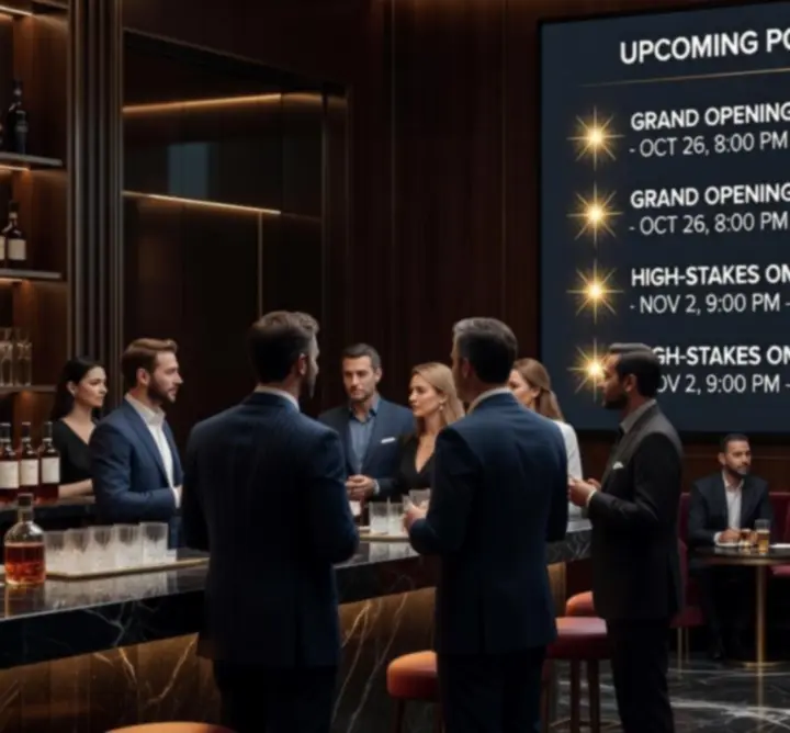 Przykładowy kalendarz turniejów pokerowych w Card Table Bar